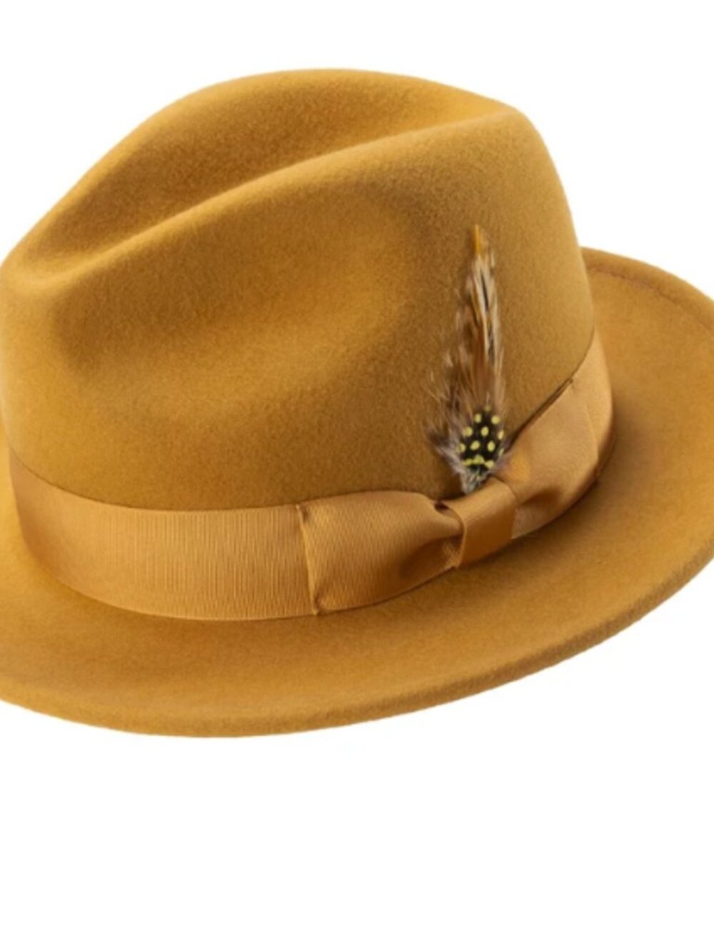 GOLD Lightfelt wool felt pinch crown fedora hat by Montique  H-60